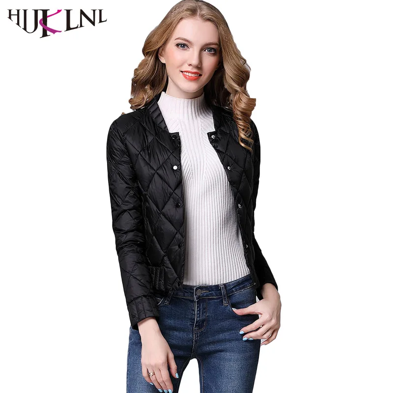 

HIJKLNL 2019 New Winter Short Down Jacket Girls Ultra Light Down Coats Women Parkas Lingge Winter Coat Casacos Femininos HB215