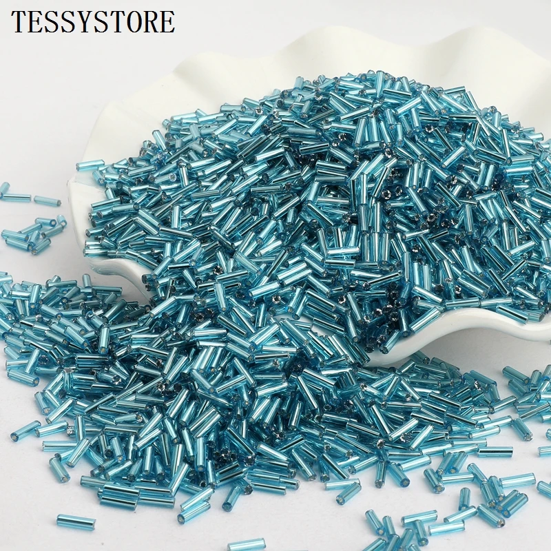 400pcs/lot 2x6mm Austria Crystal Long Tube Beads Lined Bugle Czech Glass Seed Spacer Beads  For Jewelry Making DIY