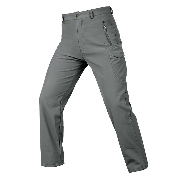Акула кожа водонепроницаемый ветрозащитный CS камуфляжные Мужские Брюки флисовые брюки военные брюки - Цвет: Grey