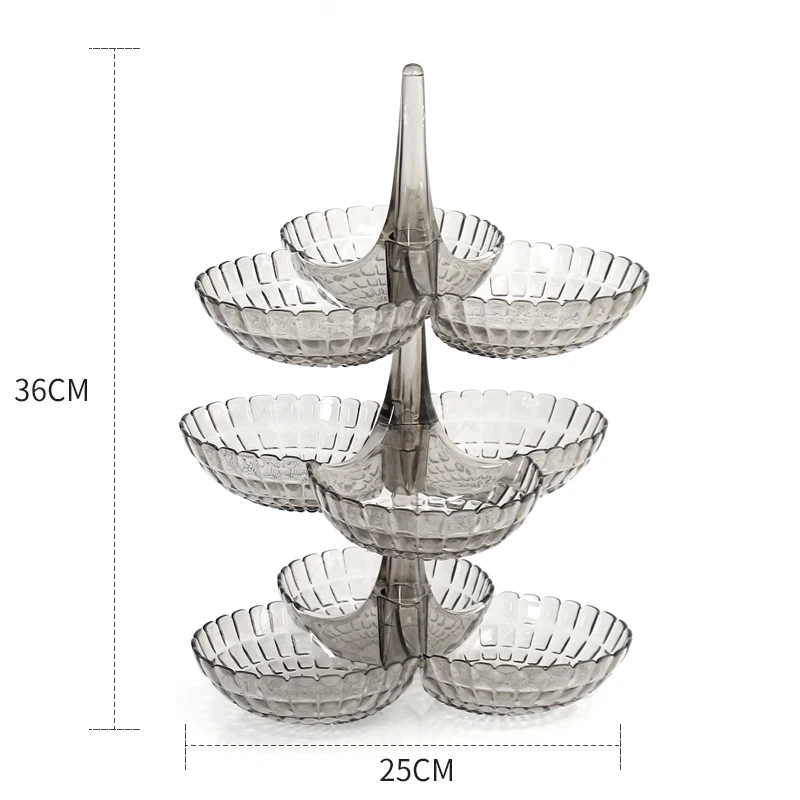 Трехслойная круглая пластиковая подставка для торта подставка для десерта полка Европейский стиль домашняя фруктовая овощная тарелка, украшение lw0321450 - Цвет: 3 layer gray
