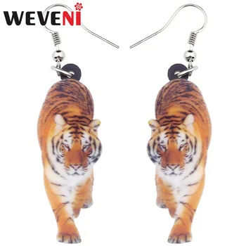 

WEVENI Acrylic Elegant Walking Tiger Earrings Brincos Dangle Drop Trendy Jewelry For Women Girl Charms Jungle Animal Wholesale
