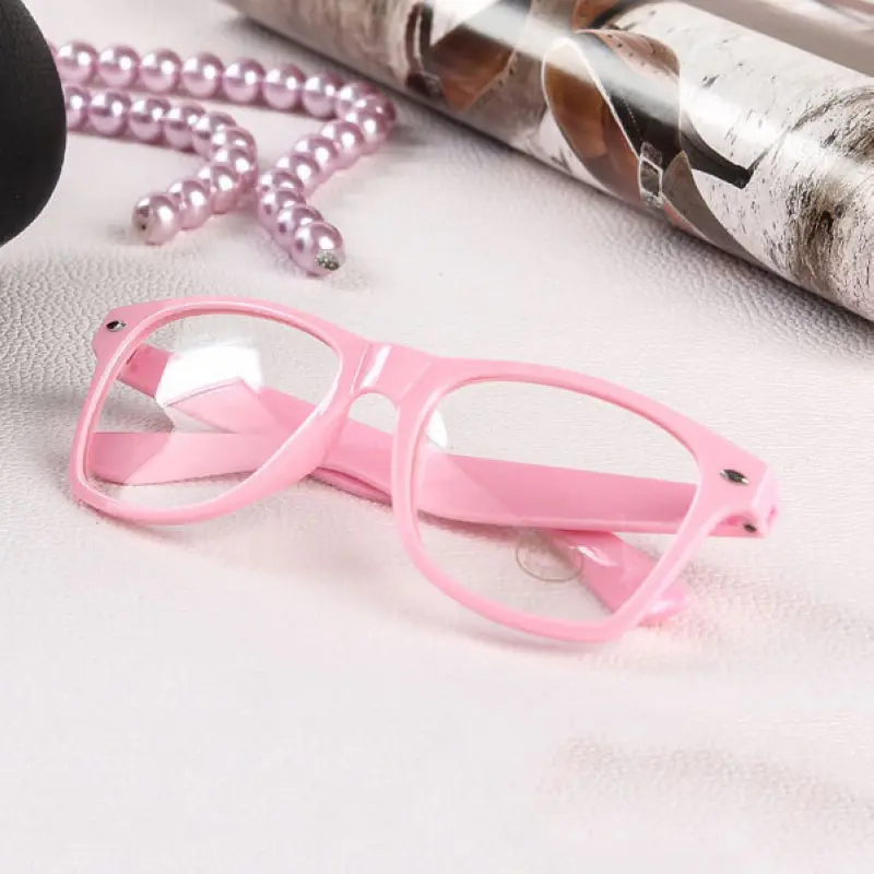 pink Mayitr, 1 шт., Модные прозрачные очки для умников, прозрачные линзы, очки для гиков, простые, зеркальные, полная оправа, очки, 16 цветов - Цвет оправы: pink