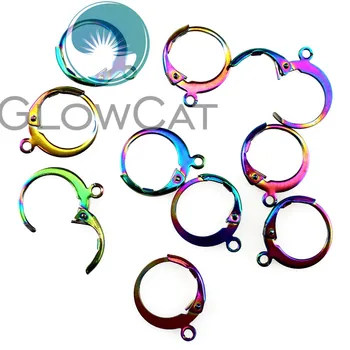 

10X Rainbow/ Silver Round Anti-allergic Earring Loops Clasps & Hooks for DIY Earrings Necklace Jewelry Findings Accessories