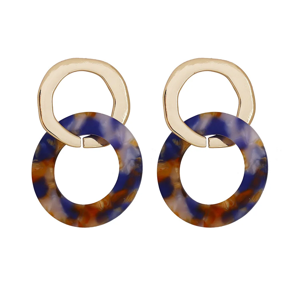 

2018 Trendy Metal Tortoiseshell Earrings for Woman Irregular Round Pressure Superimposed Earring for Women Drop Dangle Earrings