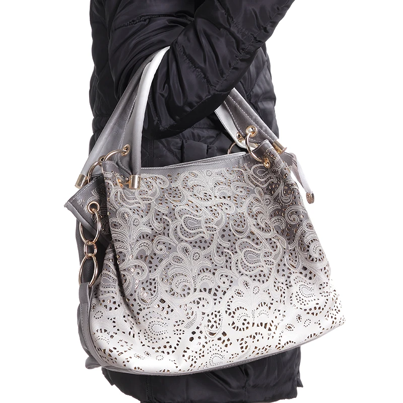 Zlon модные женские туфли сумка Hollow Out сумка с эффектом омбре цветочные сумки с принтом через плечо Женская кожаная обувь сумка тренд N115