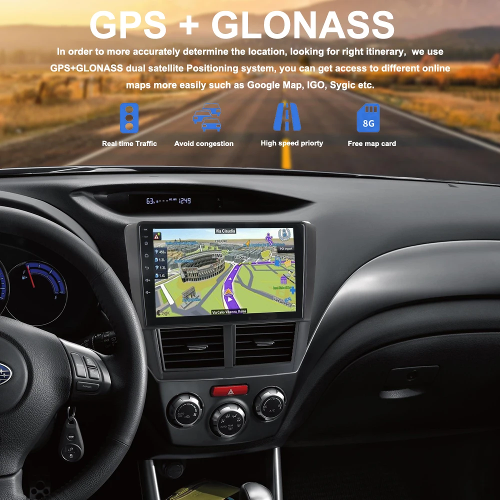 Top Car Radio Android GPS Navi for Subaru forester 2008 2009 2010 2011 2012 Auto-radio 1 din 8-core 4gb ram Multimedia Video Stereo 2