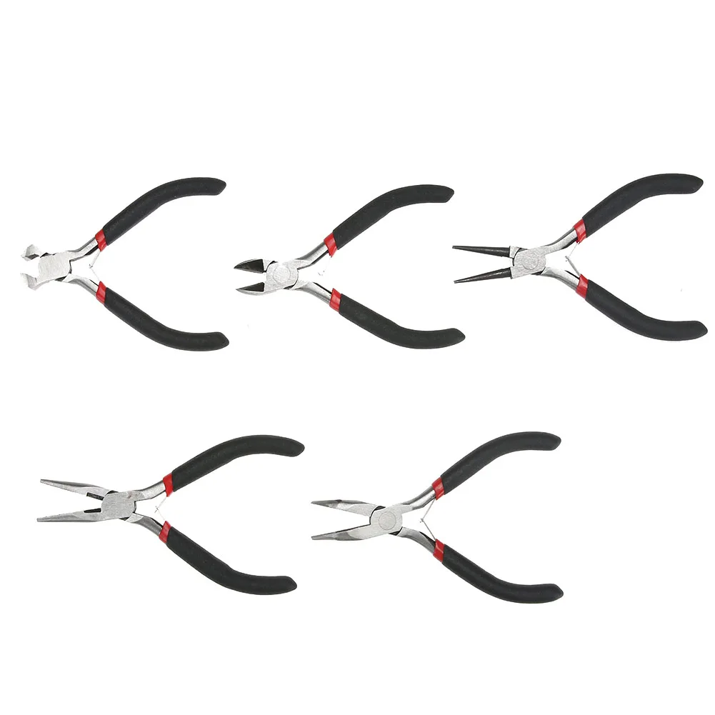 

5Pcs/set Mini Plier Set Round/Long Nose Bending Diagonal Cutting Plier Diagonal Jewelry Chain Round Bent Beading Repair Tools