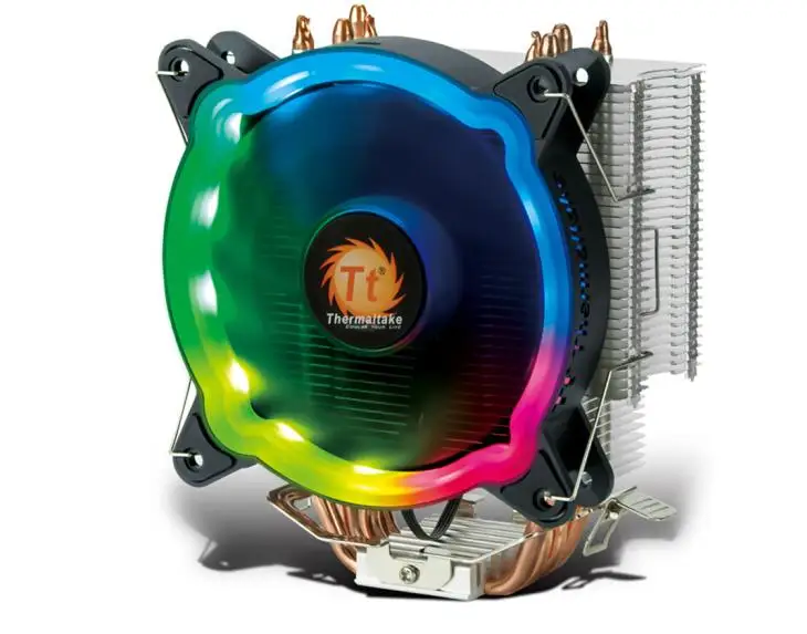 Кулер для процессора Thermaltake Rainbow D400P(мультиплатформа/Поддержка AM4/4 тепловая трубка/светодиодный RGB вентилятор/mute/интеллектуальный контроль температуры - Цвет лезвия: 7 color