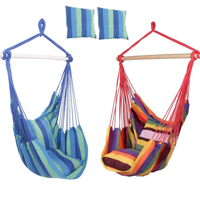 أرجوحة شنقا حبل كرسي أرجوحة كرسي مقعد مع 2 الوسائد داخلي في الهواء الطلق كرسي جلوس تحمل للمشي التخييم حصيرة الدب 120 كجم