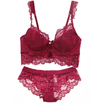 

Sexy Women's Underwear Set Ultra-thin Lace Bra Brief Sets Plus Size Brassiere Push Up Bra And Panties Female Bra Sets Lingerie