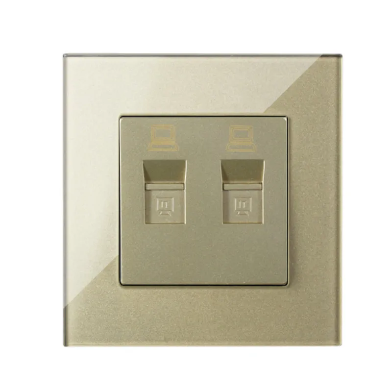 

Free Shipping,MVAVA Double PC LAN Internet Outlet Luxury Wall Decorative Socket Dual Computer Jack Plug Receptacle Crystal