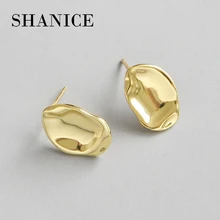 SHANICE Лидер продаж Золотой Цвет Аутентичные 925 пробы серебристый неправильной формы твист маленькие серьги гвоздики для женщин ювелирные изделия из стерлингового серебра