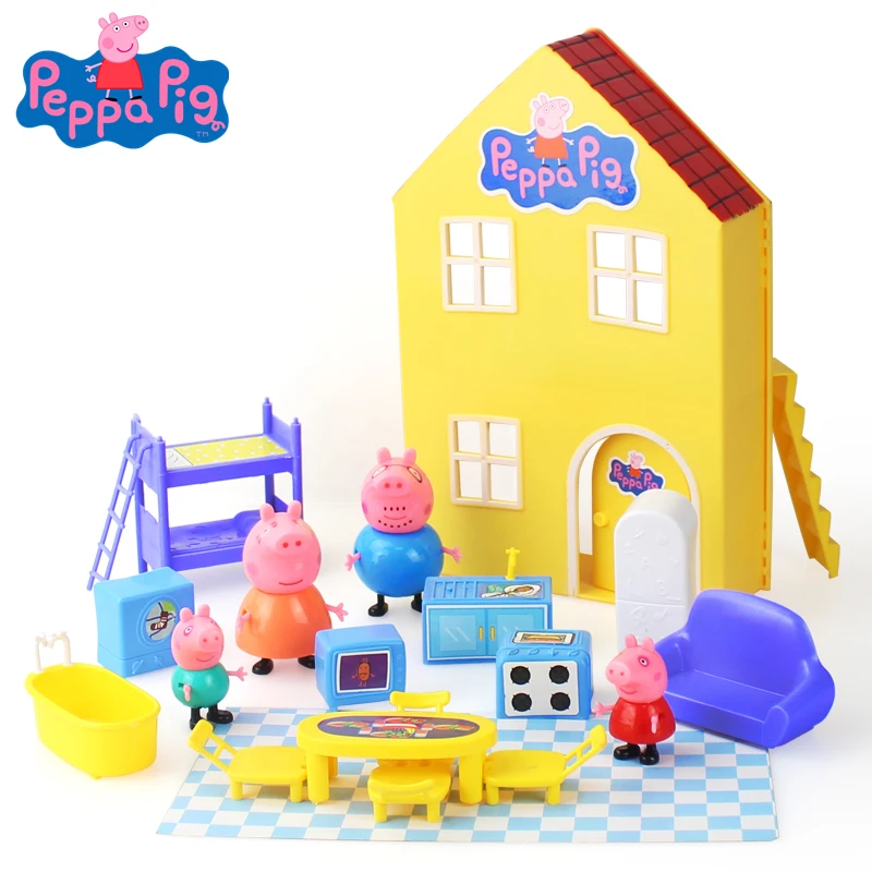 

Peppa Pig George family Real Scene House Model Toy Set Amusement Park Action Figure Dolls Kids Early Learning Educational Toy