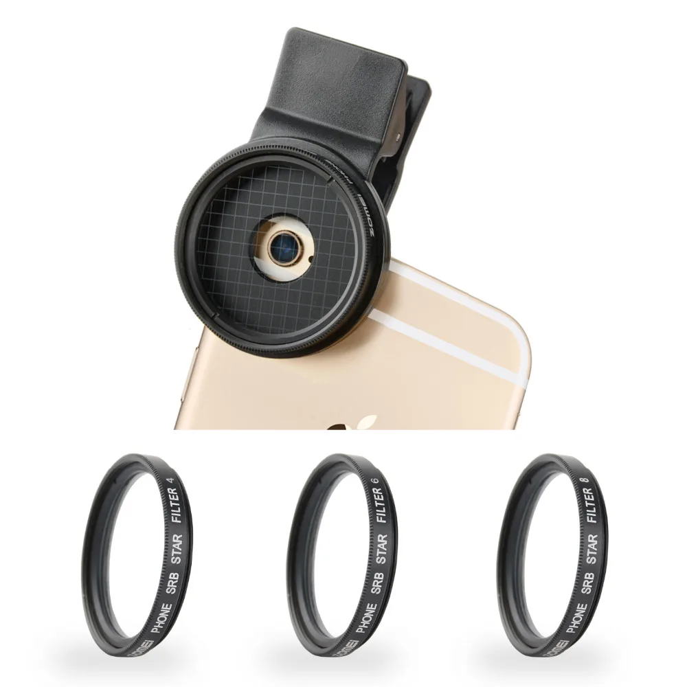 Professional Smart Phone Camera Lens Filters Universal 37MM M3 4 Points + 6 Points + 8 Points Lens Filter Set CD50