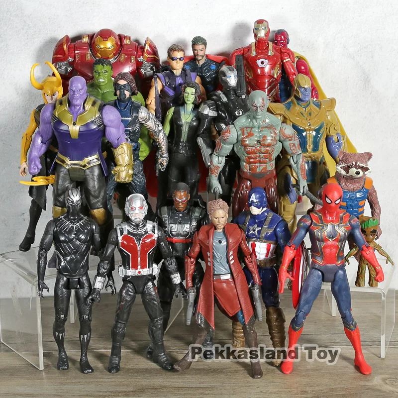 

21pcs/set Marvel Avengers Guardians of the Galaxy Super Hero Thanos PVC Figure Model Toys with Light