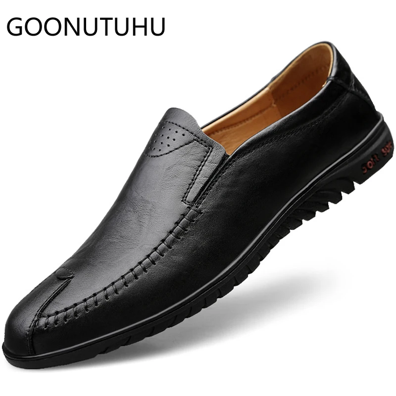 

2019 new style men's shoes casual genuine leather cow loafers male big size slip on shoe man flat driving shoes for men hot sale