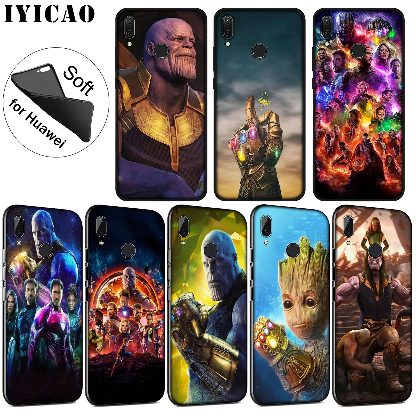 

IYICAO Thanos vs avengers Endgame Marvel Soft Silicone Case for Huawei P30 P20 Pro P10 P9 P8 Lite Mini 2017 2016 P smart Z 2019