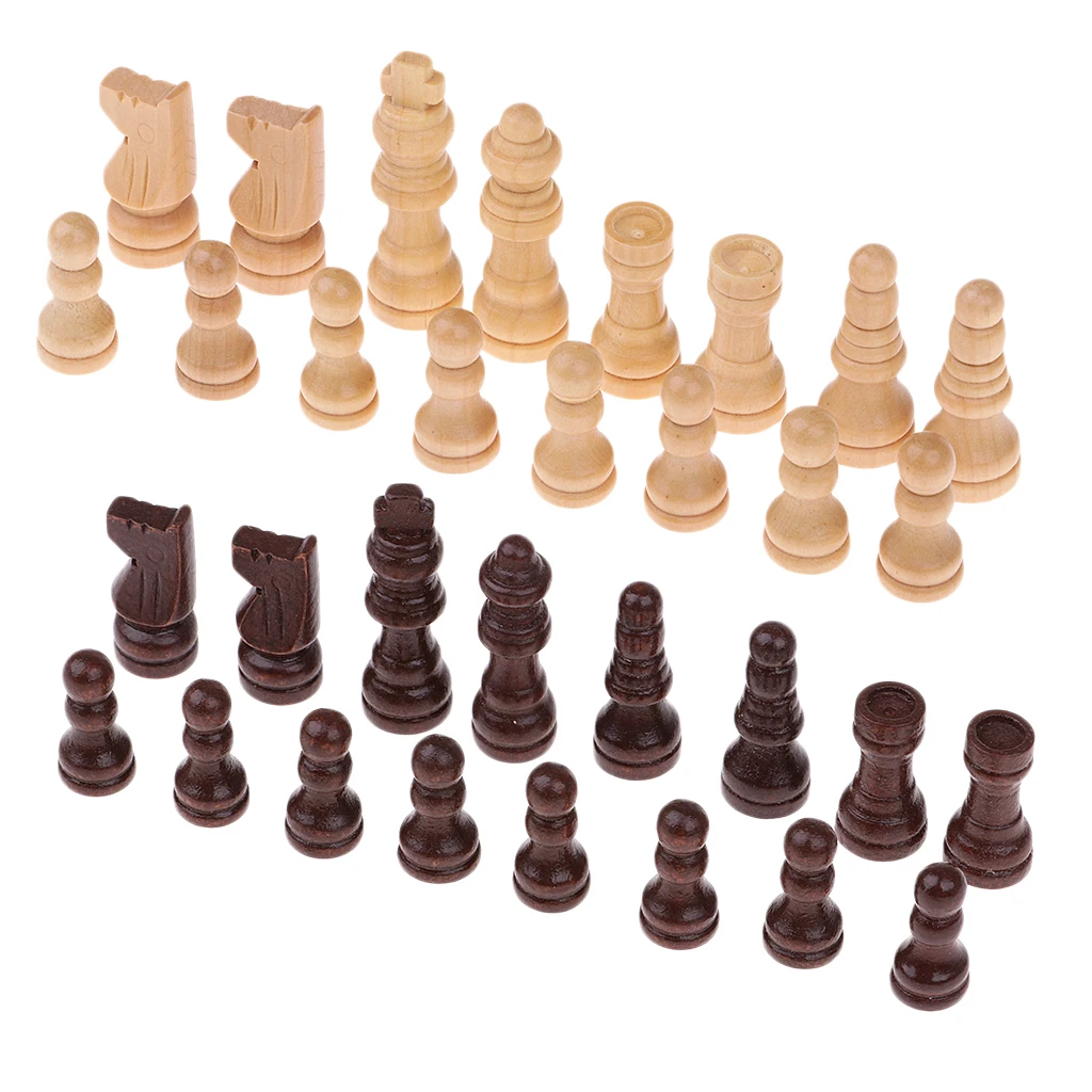 

32 Pcs Wooden International Chess Chessman High Quality Table Board Game Set Chessman Checkers Gift for Draughts 4.8cm 5.1cm