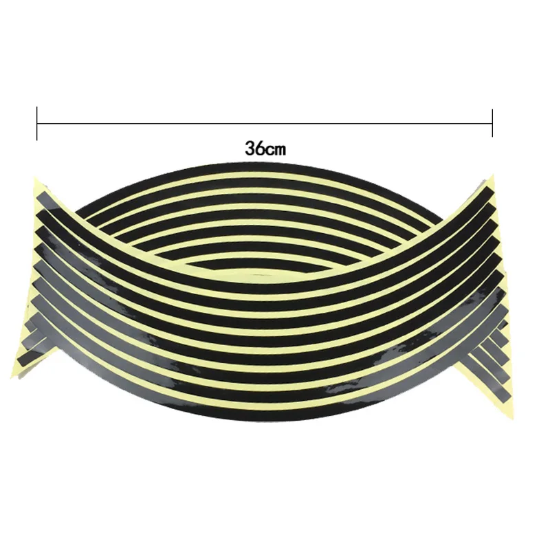 16 шт., светоотражающие наклейки на колеса для мотоцикла, велосипеда, светоотражающие наклейки, лента для обода колеса, наклейка на велосипед, мотоцикл, мото наклейка, s, Стайлинг автомобиля - Цвет: black