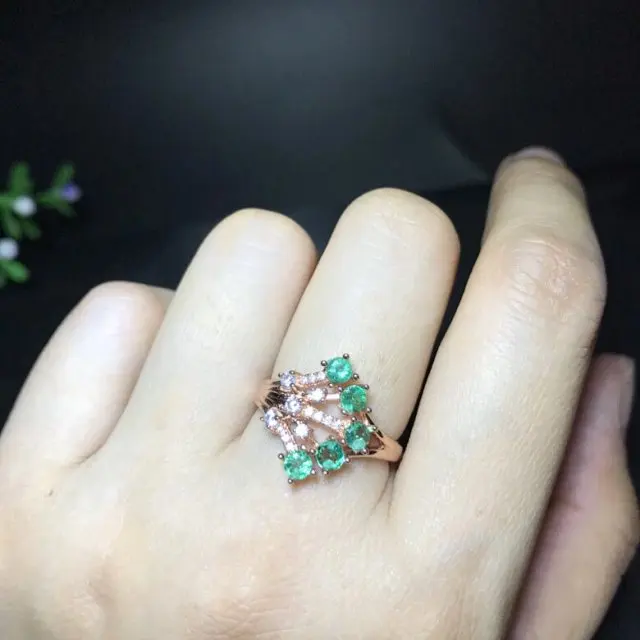 

New Jewelry Qi Xuan_Fashion Jewelry_Colombia Green Stone Fashion Rings_S925 Solid Silver Woman Rings_Factory Directly Sales