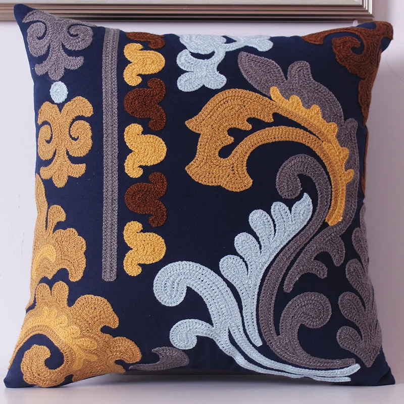 Наволочка для подушки с вышивкой 45x45 см|cushion cover|cushion cover navycanvas pillow case |