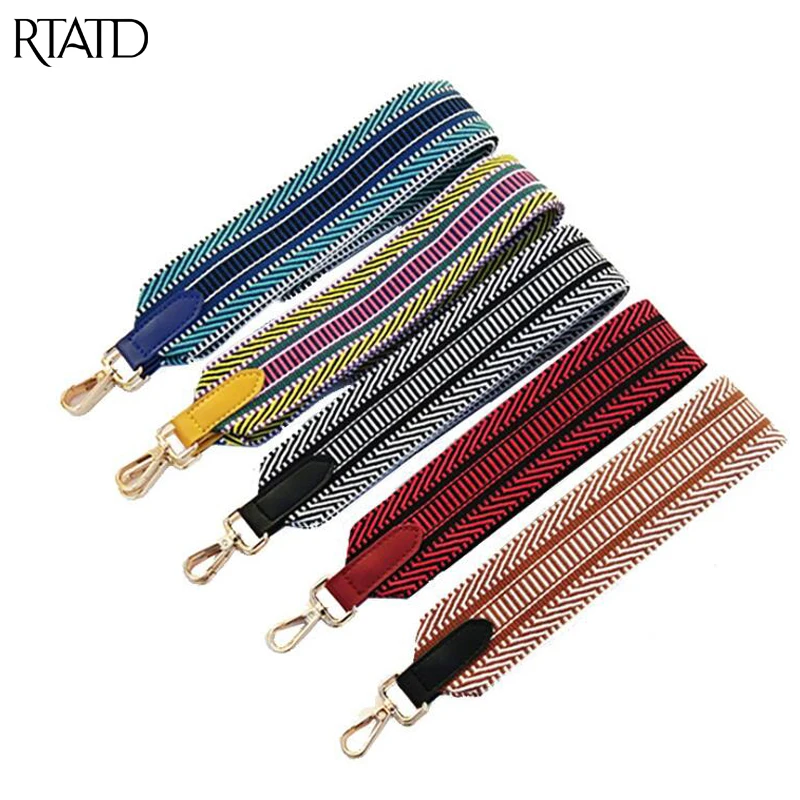 

New Stripe Design Women Bag Strap With Leather Chic Handle For Ladies Shoulder Strap Fashion Bag Belts Handbag Bags Accessories