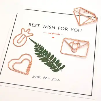 

1000 pcs New Arrival Rose gold Electroplating pineapple goblet Heart Shape Paper Clips Funny Bookmark Marking Clips