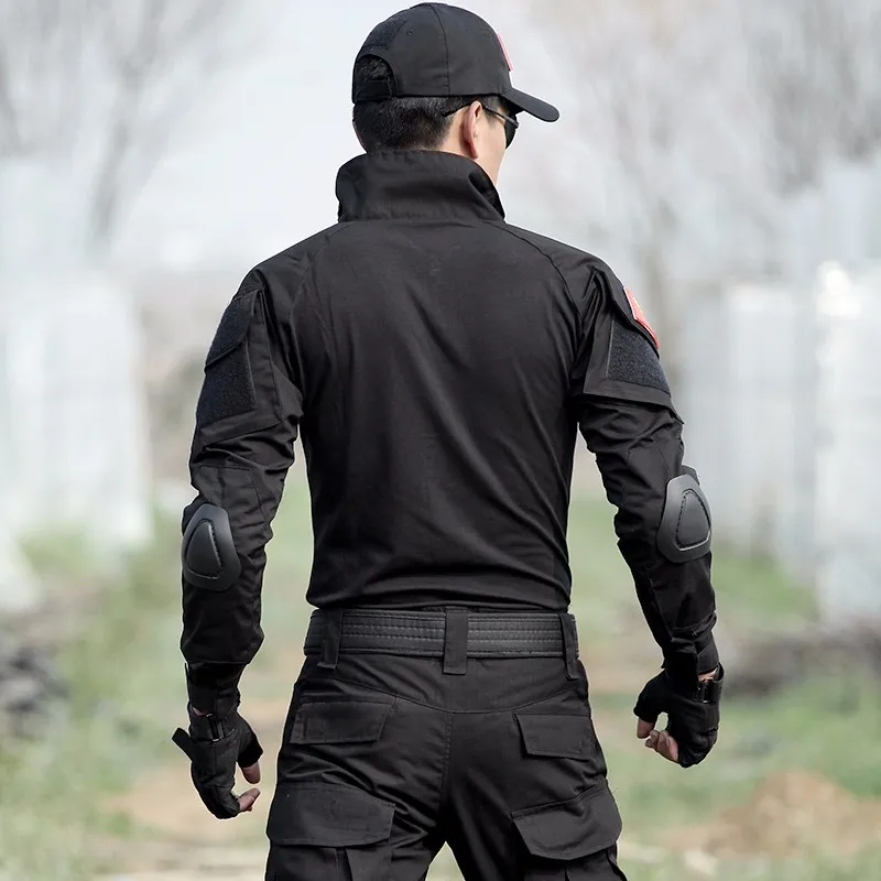 Мужская Тактическая Военная форма, камуфляжные Пейнтбольные брюки-карго с наколенниками, охотничьи армейские брюки, рубашка, костюм
