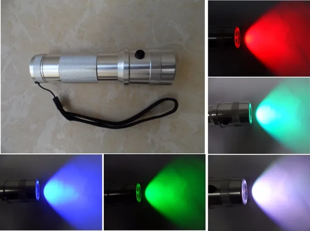 3W LED RGB Colour Changing Torch Flashlight 10 colours New battery ...