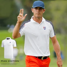 Новинка Мужская футболка Гольф Мужская с коротким рукавом Футболка летняя спортивная одежда конкурс мяч костюм молочный шелк Поло рубашка