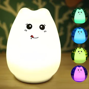 

Cute Cat LED Children Night Light Multicolor Silicone Soft Baby Nursery Lamp Portable Silicone Nursery Night Lamp