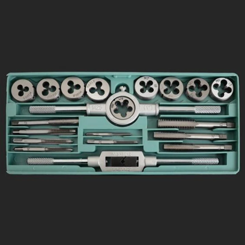 QUK  Wrench Hand Tap And Die Set Hand Spiral Point Straight Fluted Screw Traight Taper Reamer Alloy Metal Tools 1220Pcs M3M128