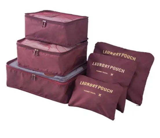 IUX, нейлоновая упаковка, куб, дорожная сумка, система, прочная, 6 штук в комплекте, большая вместительность, сумки, унисекс, одежда, сортировка, организация - Цвет: wine red