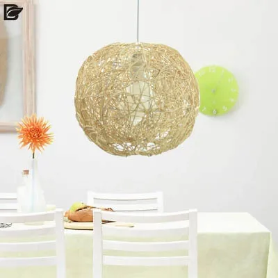 Подвесной светильник ручной работы из ротанга в форме шарика с E27 светодиодный