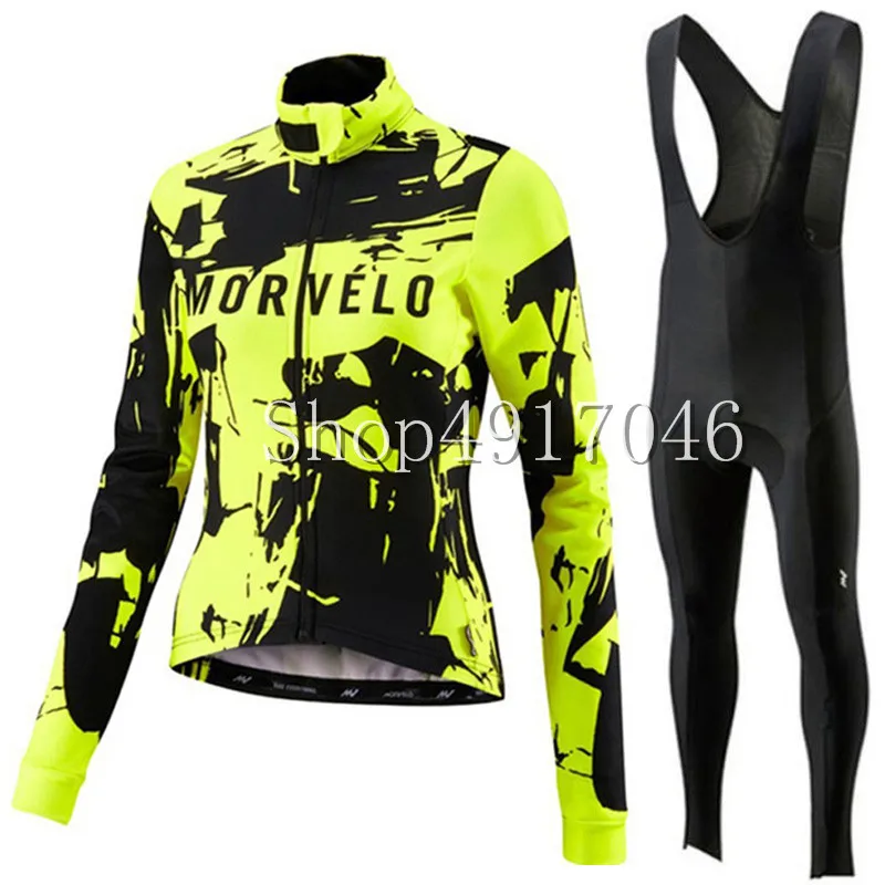 Теплая Зимняя Теплая Флисовая велосипедная одежда Morvelo женский трикотаж костюм для прогулок верховой езды на велосипеде MTB Одежда комбинезон комплект