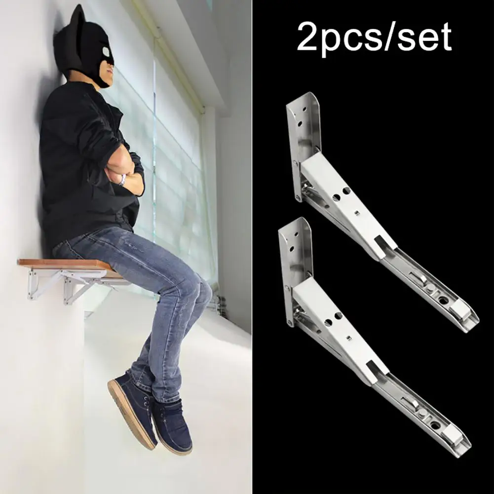 

2Pcs 8-14inch Triangular Folding Bracket Bench Table Shelf Wall Mount Support