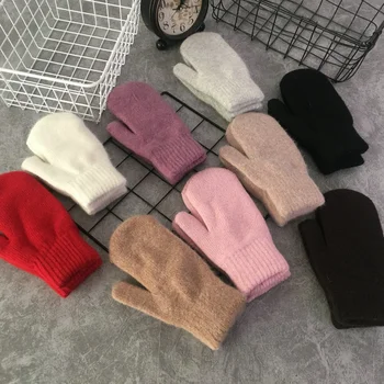 

Hot Sale 2018 Fashion Women Winter Gloves Pure Color Rabbit Fur Mittens Soft Warm Candy Color Female Gloves Red Gloves for Women