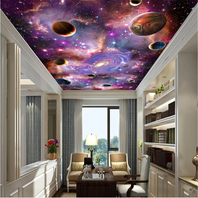 Beibehang Customize Any Size Wallpaper Murals Photos 3d Three Dimensional Paintings Ceiling Murals Cosmic Stars Galaxy Floor