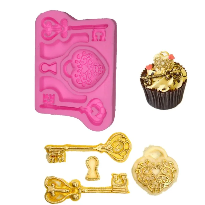 Love Lock Key Turn Sugar Mold Silicone Mold Dry Peis Modeling Mold New