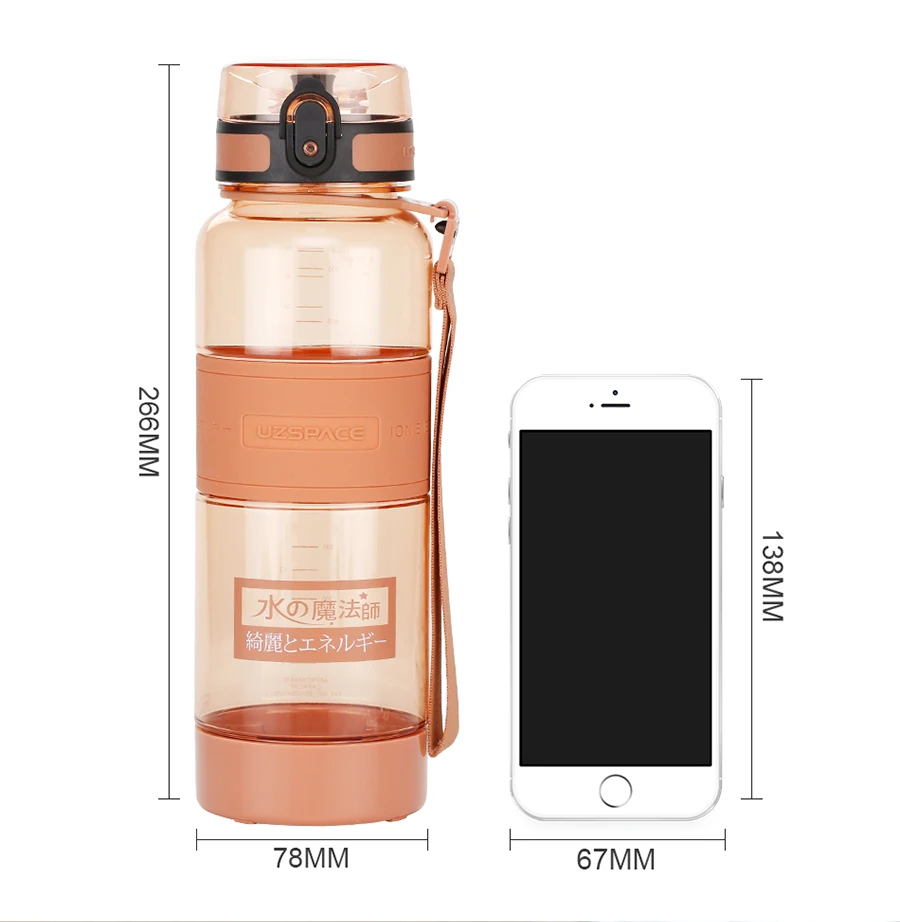 2UZSPACE 1000 ml Water Bottle Portable Leakproof Eco-friendly Sports Hiking Tea My Drink Bottle Large Capacity Kettle With filter