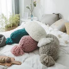luxury chunky giant yarn Throw pillows for couch bed solid thick handmade knitted decorative cushions for living bedding room knitted cushions