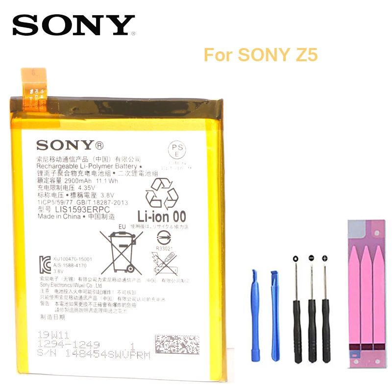 Сменный аккумулятор для SONY Xperia Z5 E6883 LIS1593ERPC E6633 E6653 E6683 E6603 настоящий аккумулятор для телефона 2900 мАч