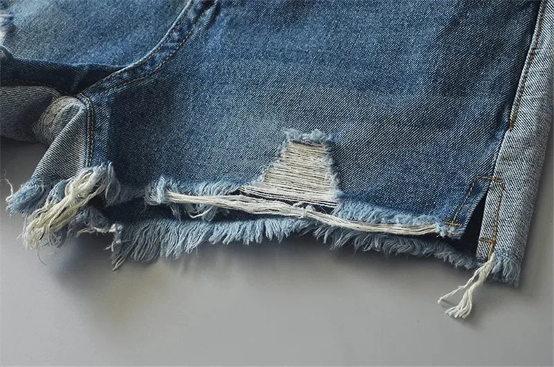 Летние Для женщин Высокая талия джинсы Шорты Винтаж сделать старый Повседневная fringe прямые Шорты джинсы девушка контрастного цвета Лидер продаж джинсовые шорты