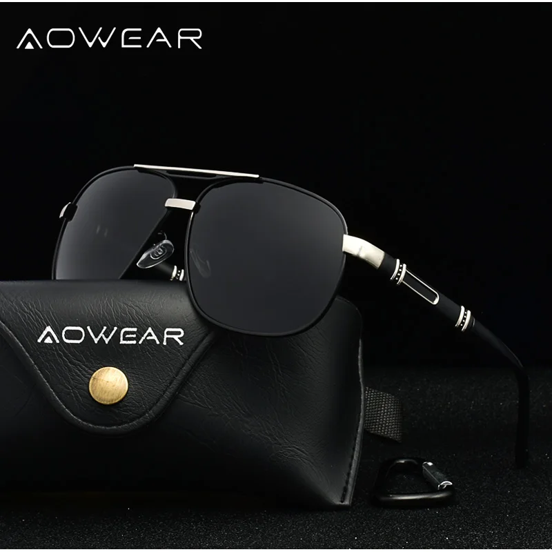 AOWEAR, мужские солнцезащитные очки, поляризационные, Роскошные, брендовые, овальные очки для мужчин, очки, зеркальные, Ретро стиль, солнцезащитные очки, Gafas De Sol Hombres