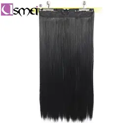 Usmei волос 60 см 24 "Длинные прямые синтетических клип-в расширениях один шиньон с 5 клипов термостойкие 12 видов цветов доступна