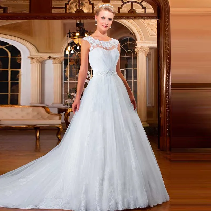 Lamoonsa 2016 Euro Type Expensive Custom made Appliques neck Organza