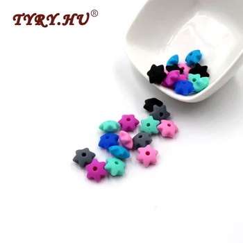 

TYRY.HU Multicolor 80Pcs Hexagram Star Shaped Silicone Baby Chewed Beads BPA Free Food Grade Silicone Beads For Jewelry Making