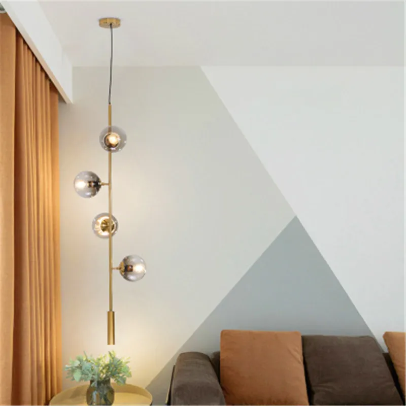 Стиль, Скандинавский дизайн, подвесной светильник в полоску, для ресторана, гостиной, модели комнаты, люстра, стеклянная лампа, металлическая люстра