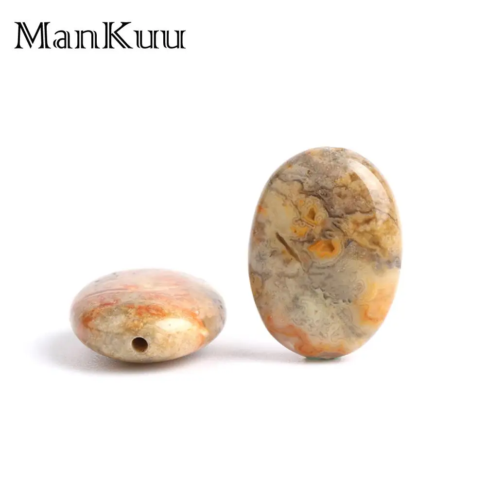 

Mankuu Yellow Natural Stone Beads Flat Oval Brazil Agates Stone Beads 13*18mm DIY Jewelry Findings 5pcs Beads For Jewelry Making