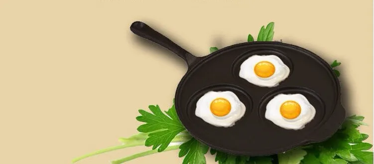 Высококачественная чугунная сковорода для яичницы, три сковороды, утолщенная сковорода без покрытия, жареное яйцо, стейк
